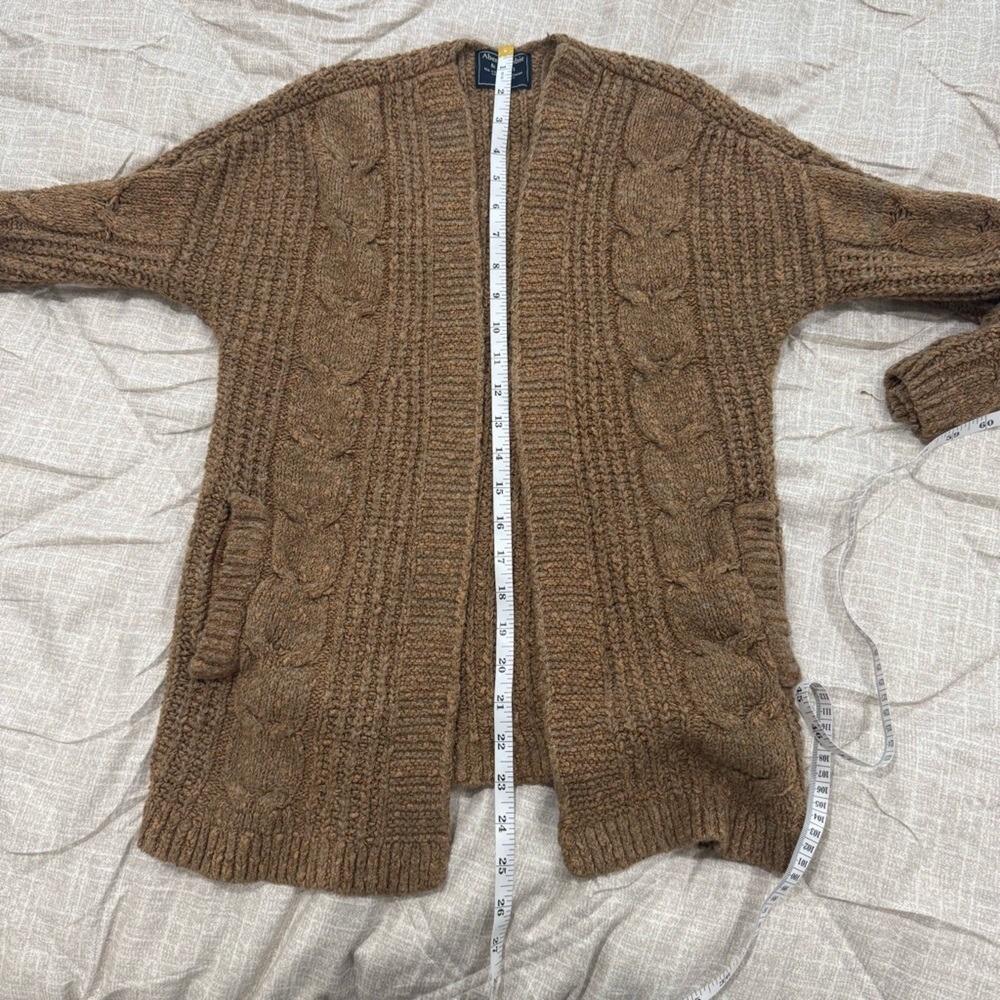 Oversized Abercrombie & Fitch stitch brown cardigan xxs - Picture 5 of 6